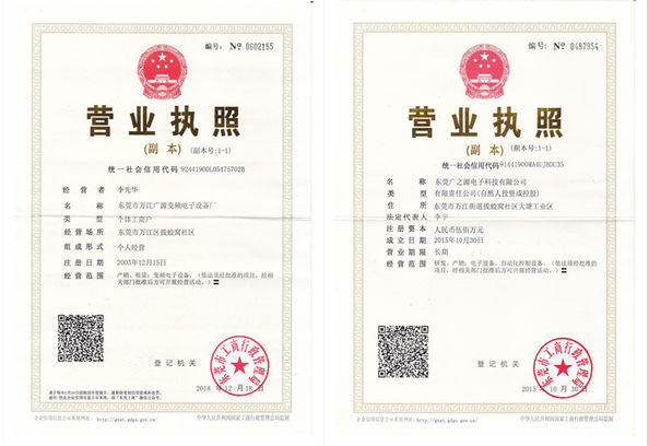 Cina Guangyuan Technology (HK) Electronics Co., Ltd. Sertifikasi
